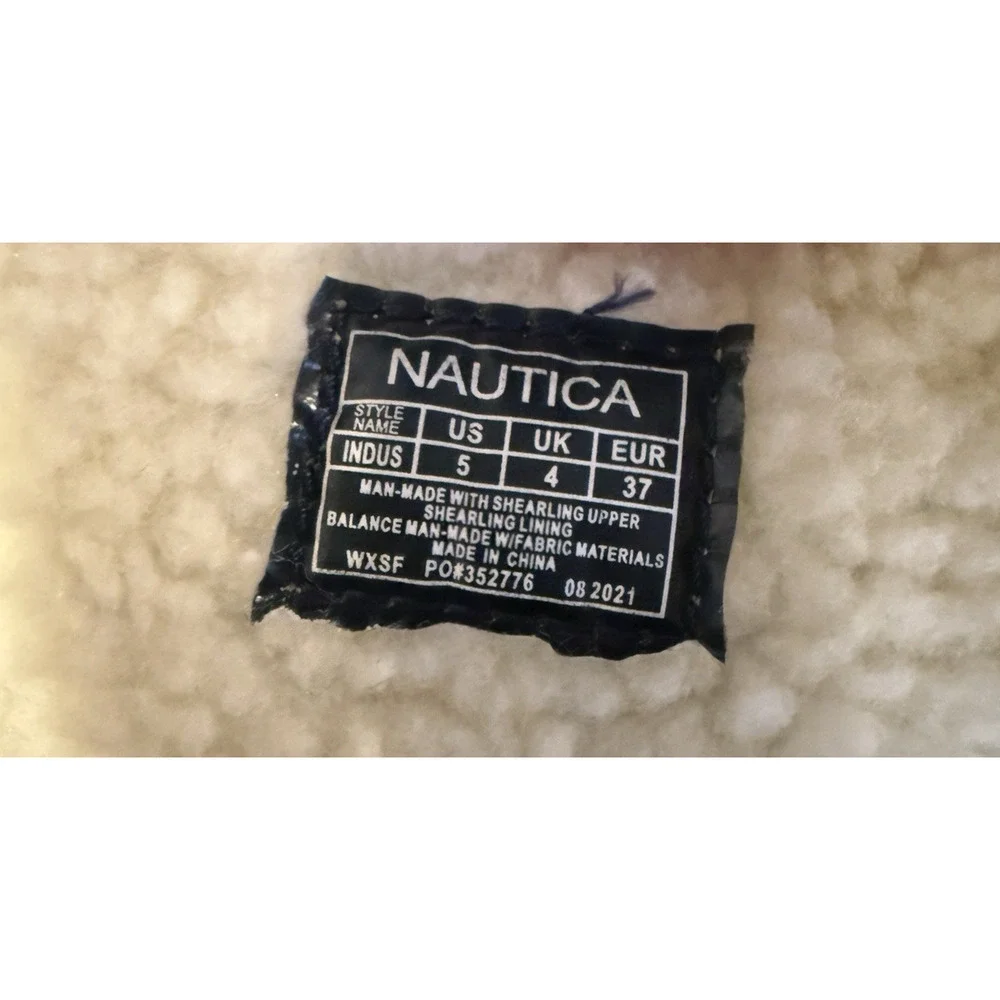 Nautica Winter Boots Faux Shearling Lined Mid Calf Snow Tan Lace Up Youth Size 5